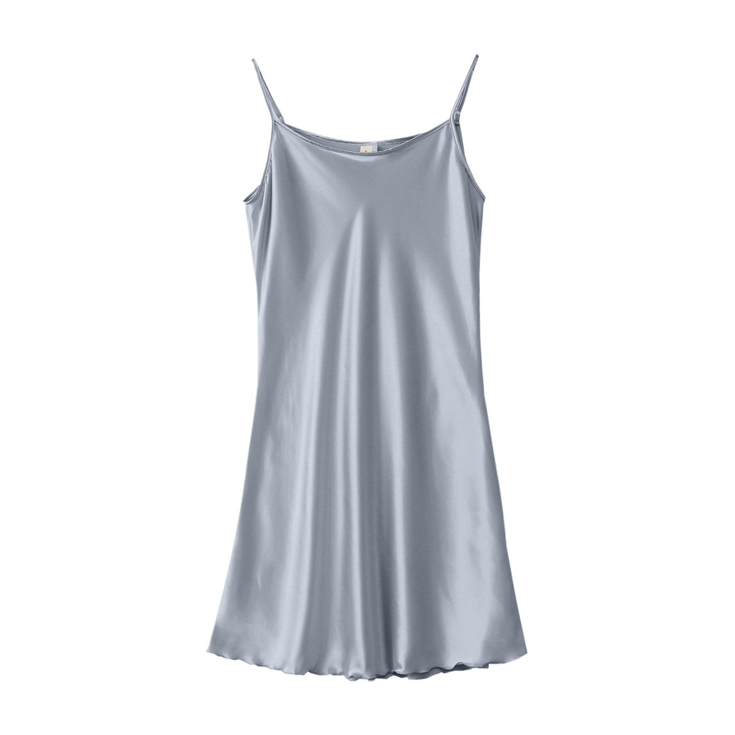 thumbnail image 5 of Camisón de satén para mujer - Vestido sexy para dormir con ribete de encaje - Tirantes ajustables - Largo mini, 5 of 5